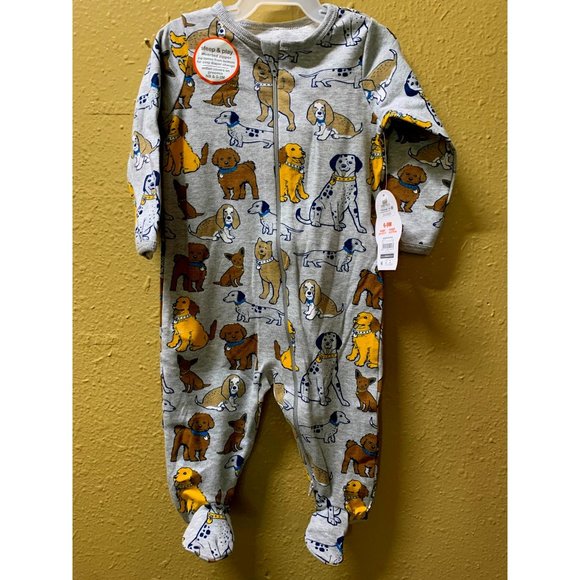 Wonder nation. Gray Dog design one piece sleepwear sz 6/9 months - Picture 1 of 3